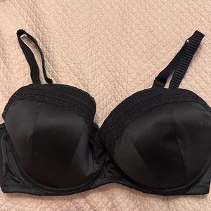 AdoreMe Black satin lace bra